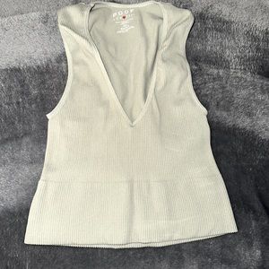 light army green cropped tank